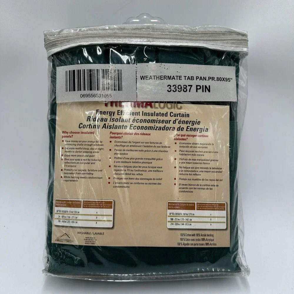 Commonwealth Thermalogic Insulated Solid Green Curtains Panels Set Tab Top 80x95